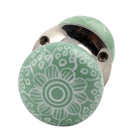 Pea Green Gerbera Flower Mortice Handle 2.25